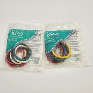 Wilhold Vintage Elastic Colorful Ponytail Hair Holders 6pc Packs Gold Stripe NOS